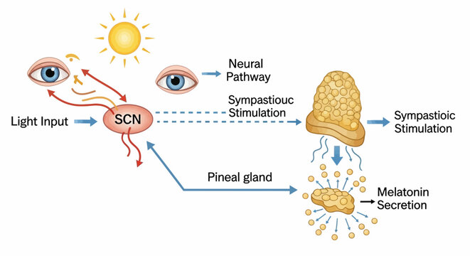 Circadian Rhythm Regulation by Light Input and Melatonin Secretion.