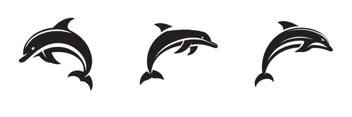 Fototapeta premium icon of a dolphin jumping in sioluette style
