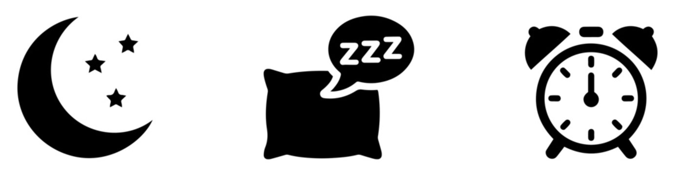 sleep bedtime moon pillow icon set