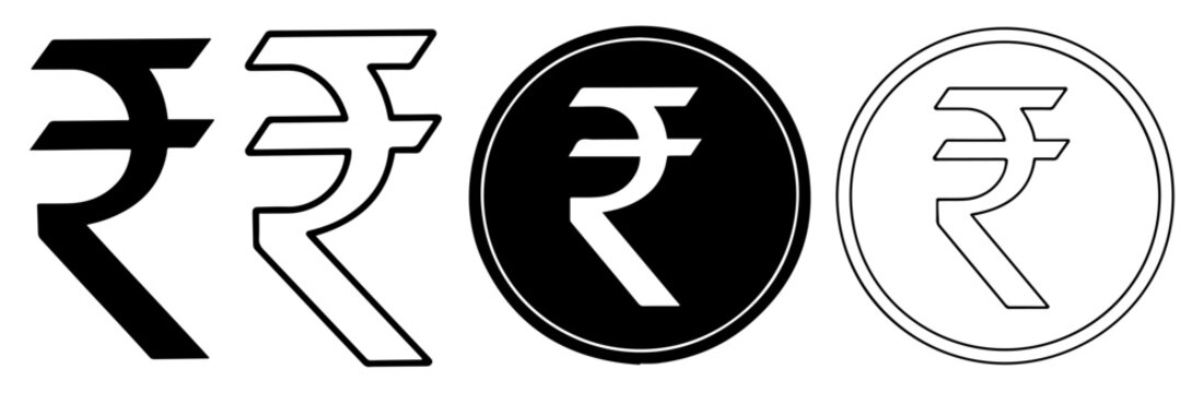 indian rupee currency icon set