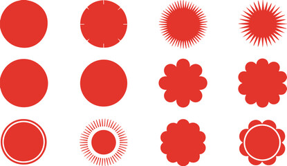 geometric radial motif grid red circular floral and starburst icons © AIcon Vector