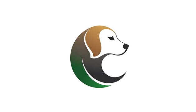 Minimalist Dog Head Emblem Centered on White Background