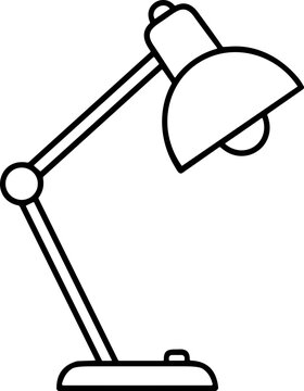 Minimalist desk lamp outline, adjustable arm, modern design, simple icon