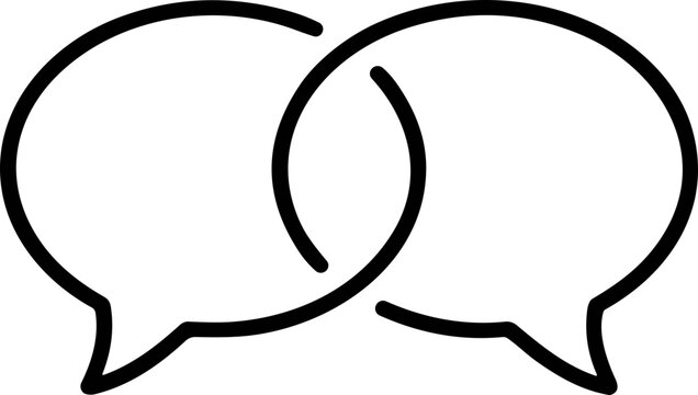 Interlocking Speech Bubbles Icon - Communication and Dialogue Symbol