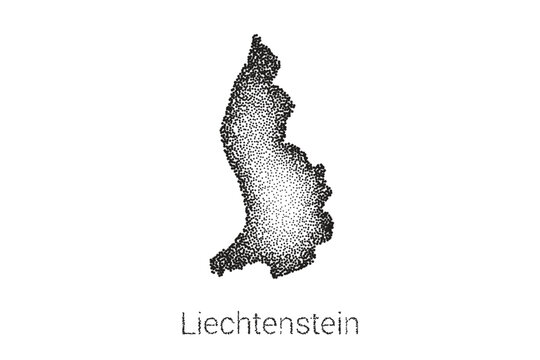 map of Liechtenstein. monochrome grain gradient texture. old vintage map. hand drawn dots on white background. vector illustration backdrop