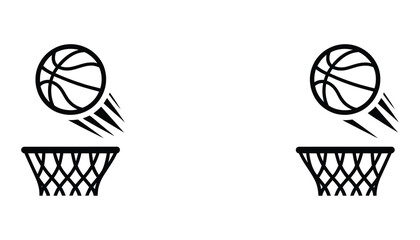 Basketball shot vector icons with ball trajectory toward hoop, modern outline design, sports application symbols, game interface graphics, and website illustration elements © Elizabeth Profit
