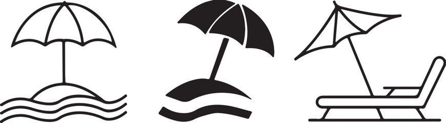 Beach umbrella and sun lounger icons © Mst. Taslima Akhter