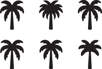 Black palm tree silhouettes on white background © NasimaAktar