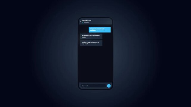Mobile Application Chat Interface Mockup Showing Security Care Password Reset Account Security Conversation