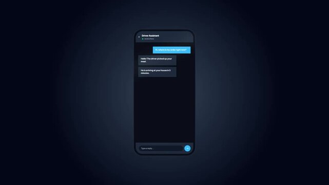 Mobile Application Chat Interface Mockup Showing Food Delivery Driver Assistant Conversation Vector Layout