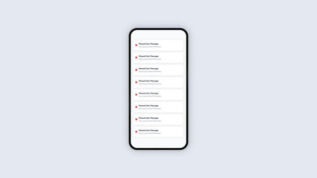 Smartphone interface demonstrating focus mode activation transition from multiple missed call notifications to deep work lock screen, dark minimalist style UI UX animation