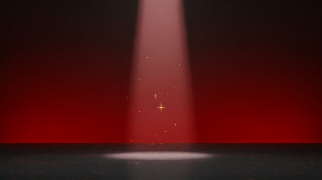 Red spotlight stage background with dramatic illumination and empty space