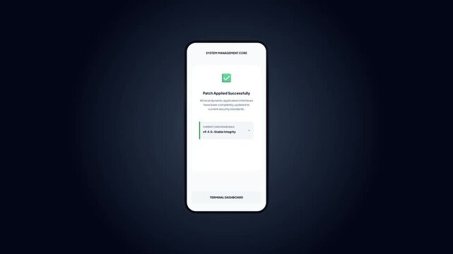 Mobile Phone Success Notification App UI Design Animated Template Loop, Smartphone System Patch Update Completed Confirm Screen Concept Illustration