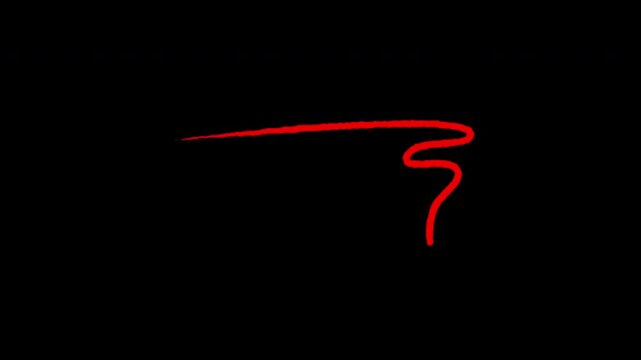 Realistic handwritten paint underline motion graphics element on isolated transparent background.