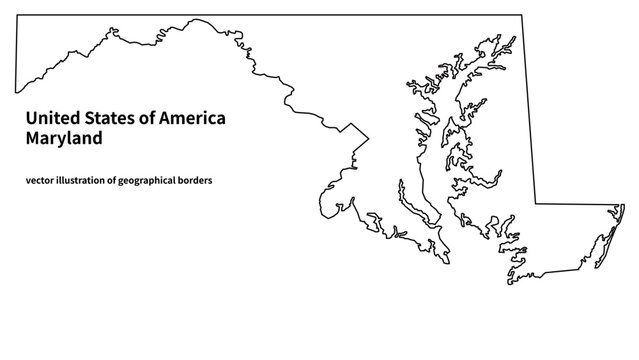 Maryland state map vector illustration with administrative county borders