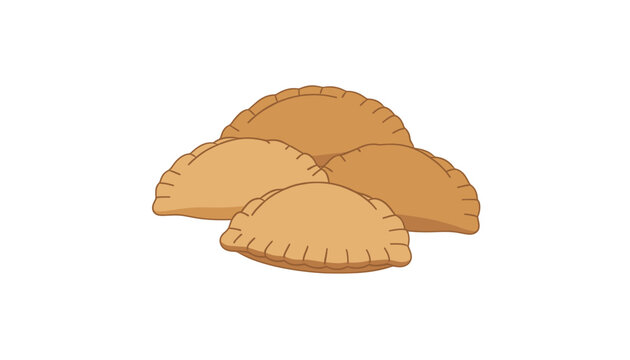 Golden Fried Empanada Pastries Vector Illustration, Isolated Transparent Background for Food Menu or Recipe Design