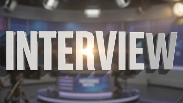 Interview screen title and studio background.