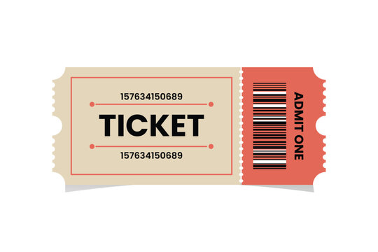 A generic ticket with a barcode on a for admission