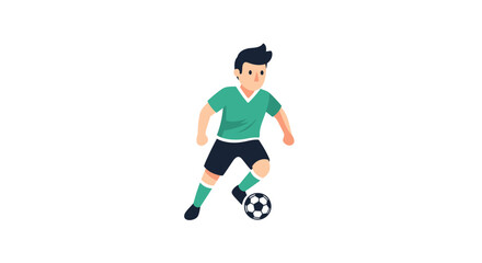 Obraz premium Young boy playing soccer with a ball.