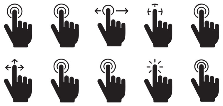 Multi-touch finger gestures and pinch zoom vector icons vector illustration eps 10