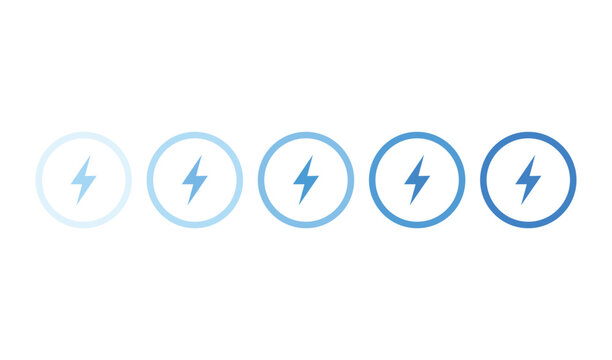 Set of four blue lightning bolt icons in circles