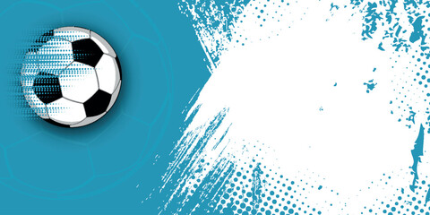 Fototapeta premium Abstract sports background with cool brush stroke effect decoration. Creative football theme design with 3D ball shape for banner, match schedule, match result, social media.