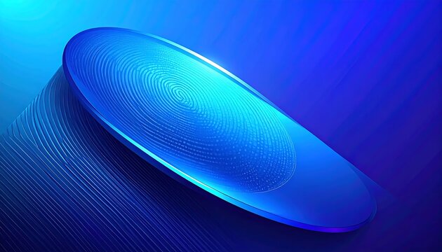 Glowing Blue Abstract Disc Floating on Gradient Background