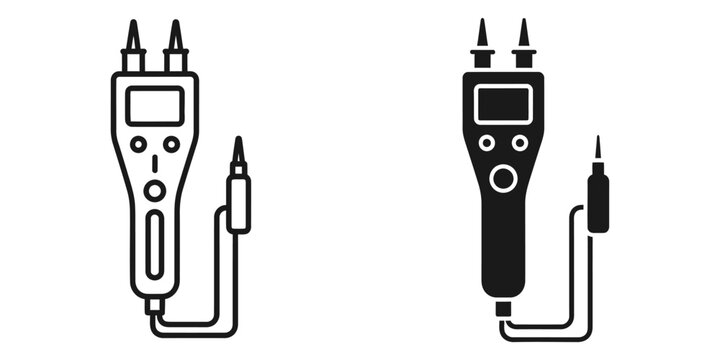 Moisture meter with digital display and probes for material testing during construction or agriculture