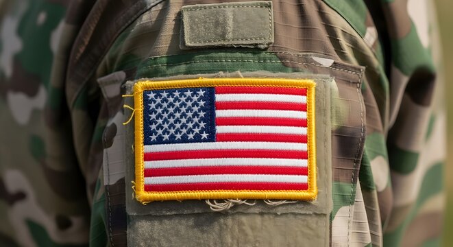 American flag patch on military uniform symbolizing patriotism and national pride in the us armed forces