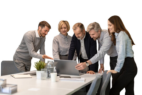 Business project team working together at meeting room on a transparent background