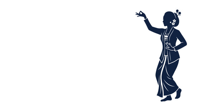 Silhouette of a traditional Indonesian Javanese dancer performing a graceful cultural dance.
