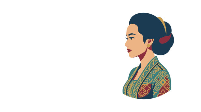 Illustration of a Javanese woman wearing a traditional batik kebaya and hair bun.