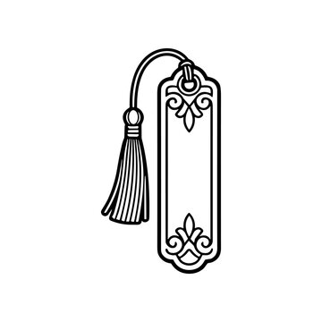 Black and white bookmark with tassel.