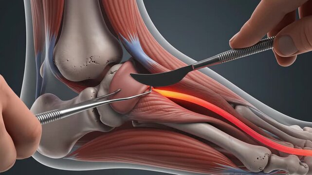 3D Medical Animation of Human Flexor Hallucis Tendon Surgery