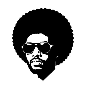 Black man with afro hairstyle.