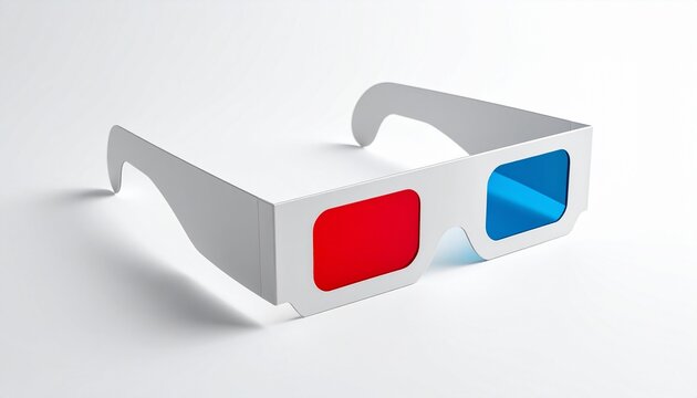Paper anaglyph glasses. Isolated render on a white background isolated on bright white background.