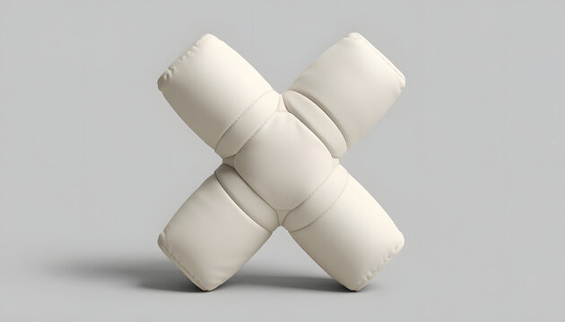abstract letter x shape soft padded cushion element on gray background