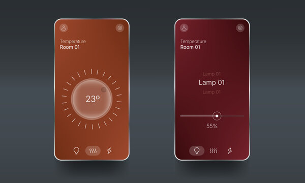 Smart Home Temperature And Lighting Control Mobile Interface