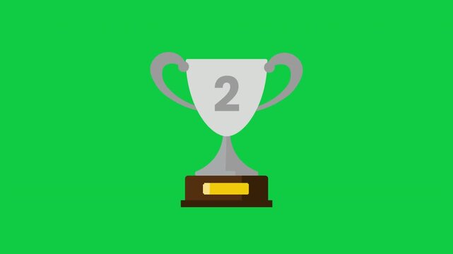 Silver Trophy Cup Second Place Runner Up Award on Green Screen Background