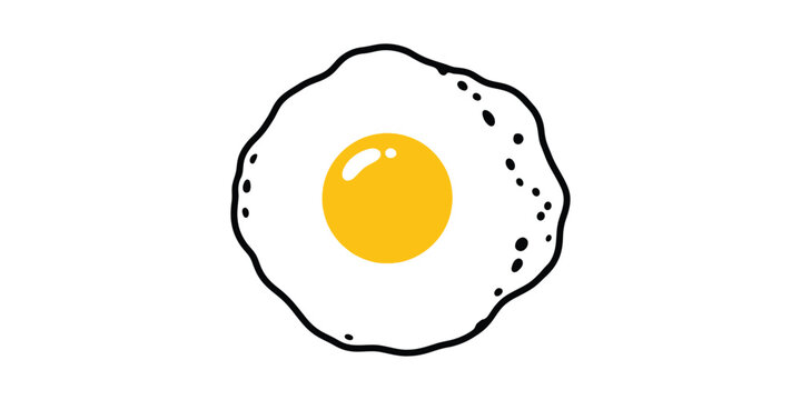 Simple Fried Egg Icon with Yellow Yolk and White Outline