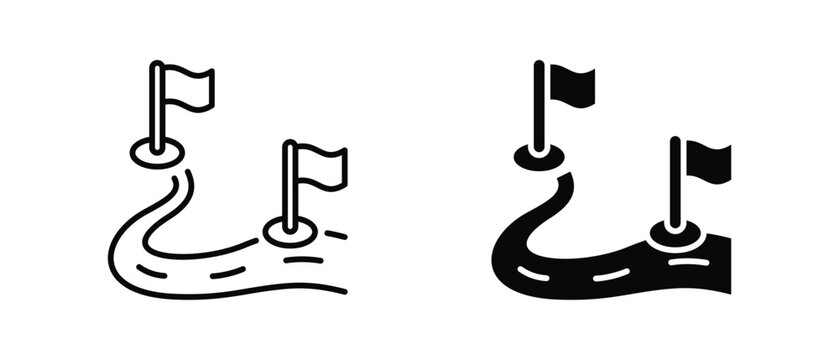 Milestone Tracker icon set with style outline and solid for design and presentation.