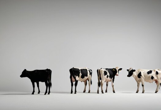 Seamless pattern of black cow silhouettes on a white background