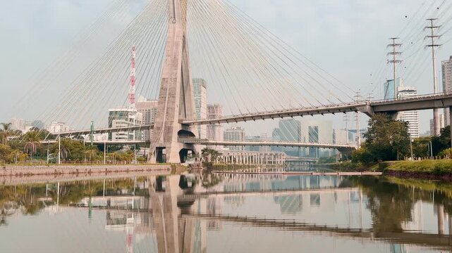 Ponte Estaiada, Famous brdige over the Pinheiros river in Sao Paulo, Brazil.