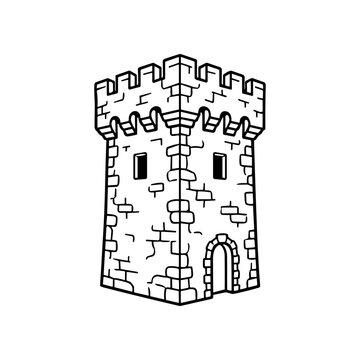 Medieval castle tower stone structure.