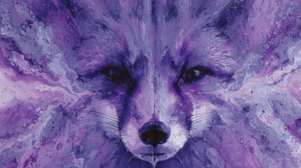 Fototapeta premium Abstract Fox Painting with Violet Textures and Flowing Background in Artistic Fusion