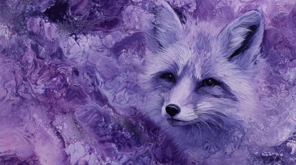 Fototapeta premium Ethereal Violet Fox Painting with Texture and Fused Background in Abstract Artistic Style