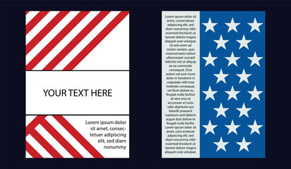 Obraz premium Patriotic USA Flyer and Brochure Template Vector Set – American Flag Corporate Layout Design EPS