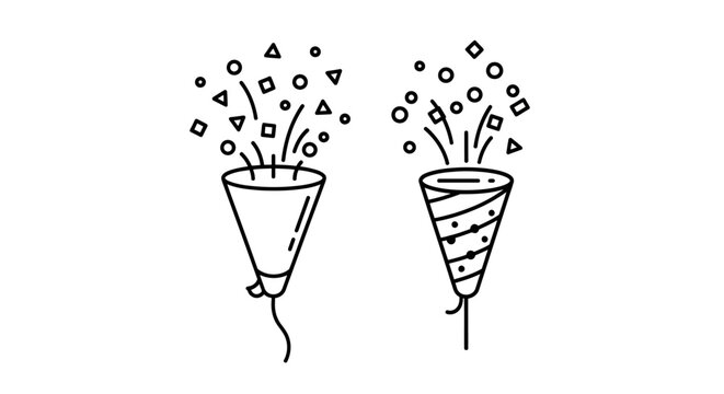 Two party poppers exploding with confetti in a festive celebration.