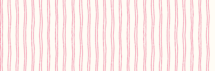 Obraz premium Watercolor baby stripe seamless pattern with pink vertical line stripes on soft beige background, hand painted texture. Baby stripe watercolor pattern. Drag to swatches.