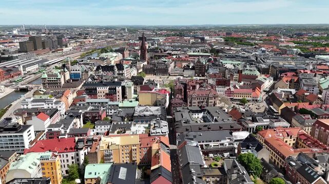 Aerial view of Malmo cityscape, Sweden
